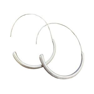 Lucky Brand Silver Textured Hoop Drop Earrings